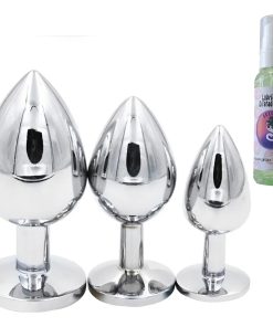 Kit Dilatador Anal Metalizado Con Joya + Lubricante Anal